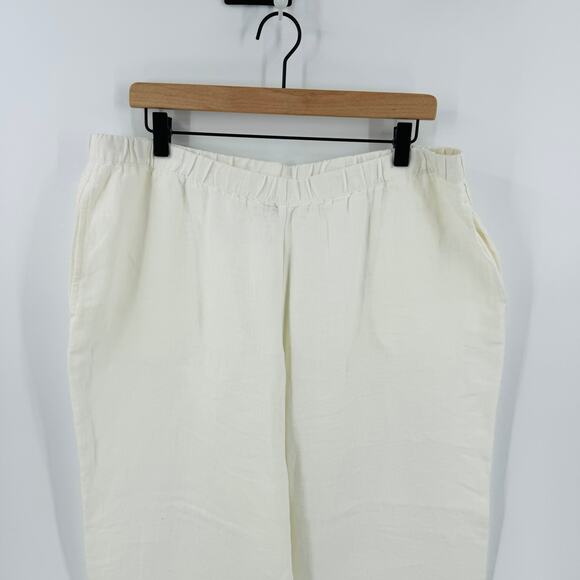 J. Jill Linen Pants Cream Elastic Waist Pockets High Rise Pull-On Size 1X - Picture 4 of 10